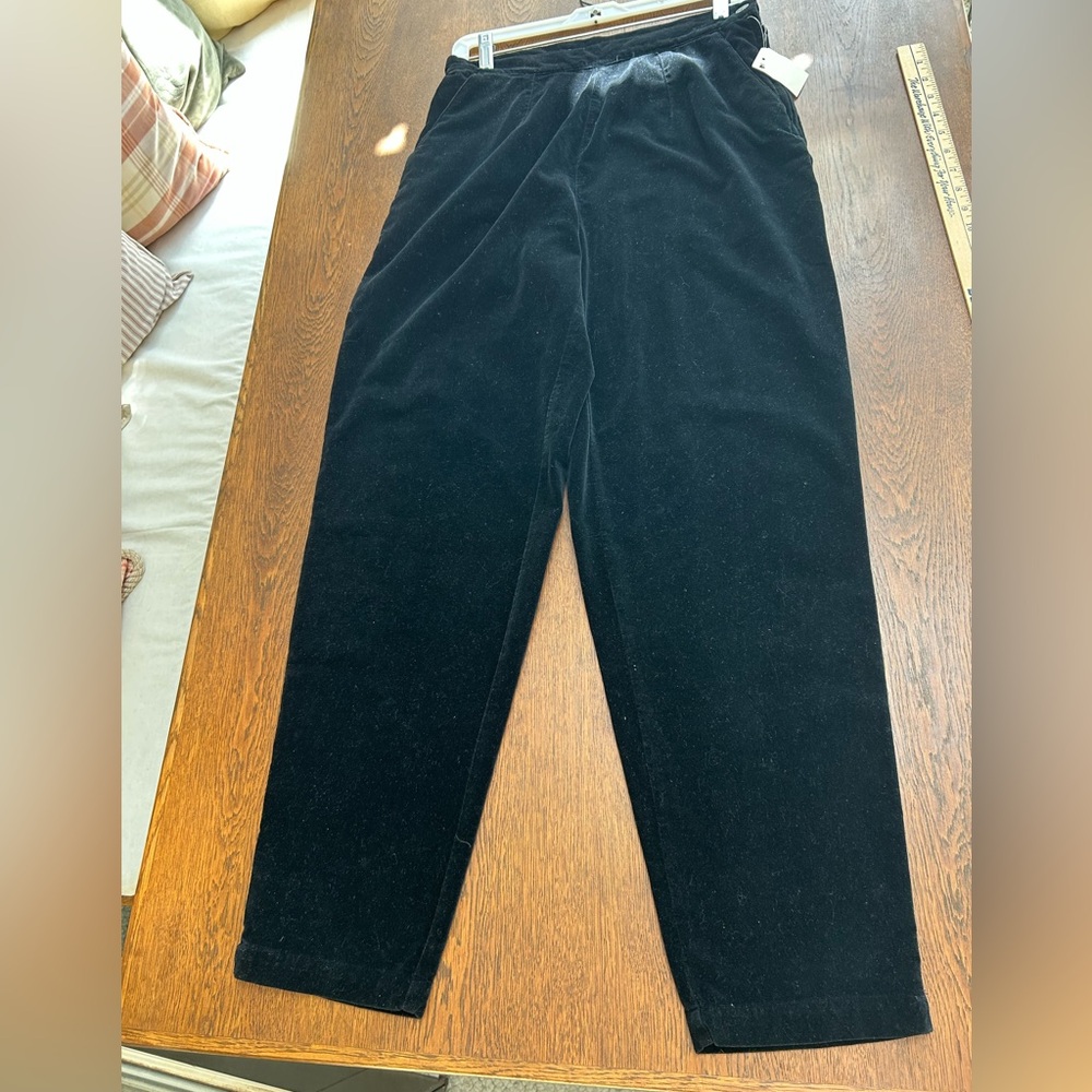 Black Velveteen Pants, never worn, hang tag still in place. Relaxed fit. Sz 12.